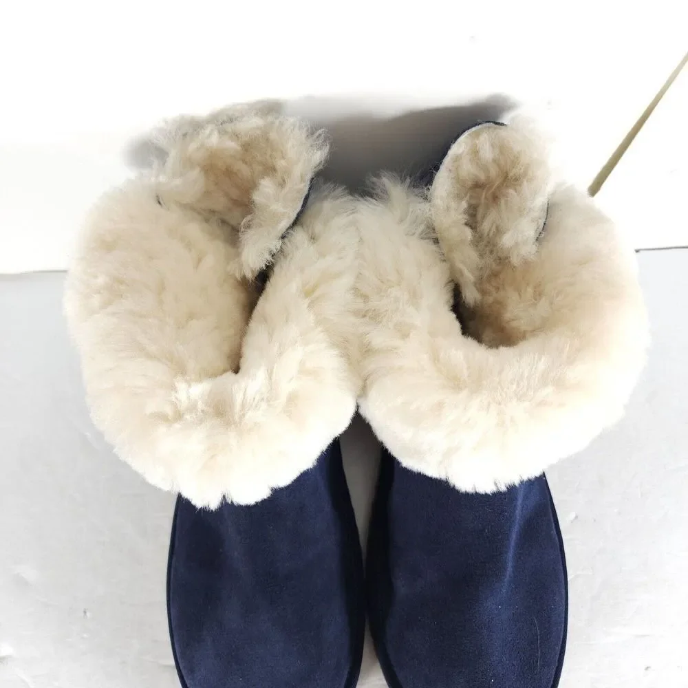 Koolaburra By Ugg Women's Remley US 10 Mini Suede Navy Blue Fur Lined Boots_5